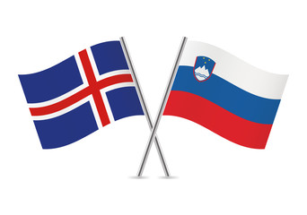 Icelandic and Slovenian flags. Vector illustration.