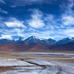 Tso Kar salt water lake in Ladakh, Jammu and Kashmir, India