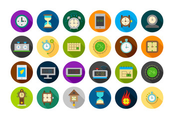 Clocks round vector icons set