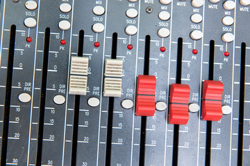 Professional mixing console in studio