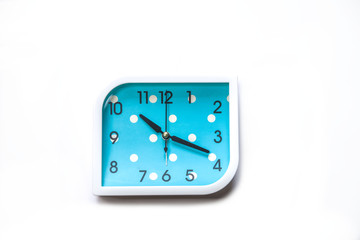 Blue alarm clock  isolated on white background,Close up Blue alerm clock clipping path