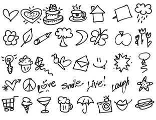 Hand drawn Tiny birthday Party doodles
