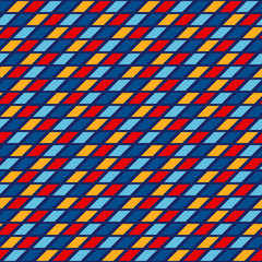 Seamless pattern with symmetric geometric ornament. Abstract repeated bright squares and rhombuses background.