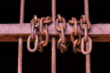 Chain in cage for bound the prisoners were.
