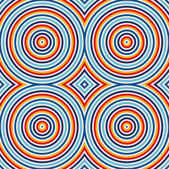 Seamless pattern with symmetric geometric ornament. Abstract background with bright round vortexes.