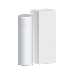 packaging for shampoo, white bottle , a white box with reflection for your design