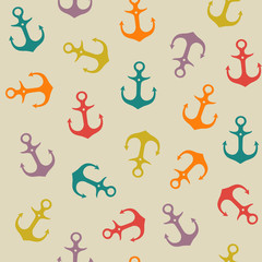 pattern with colorful anchors