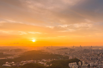Sunset of Seoul City Skyline, South Korea