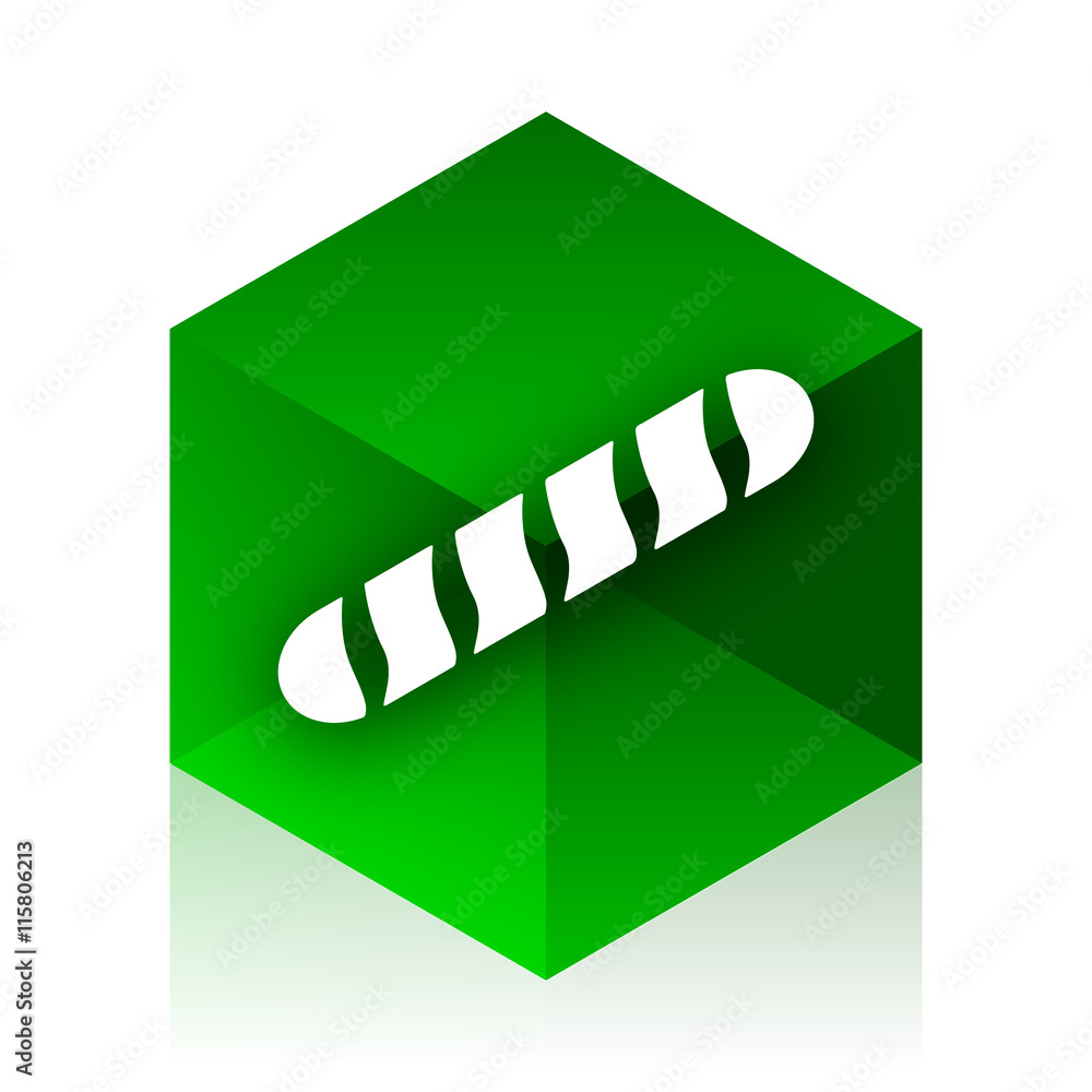 Aufkleber baguette cube icon, green modern design web element