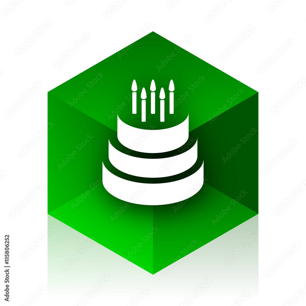 Aufkleber cake cube icon, green modern design web element