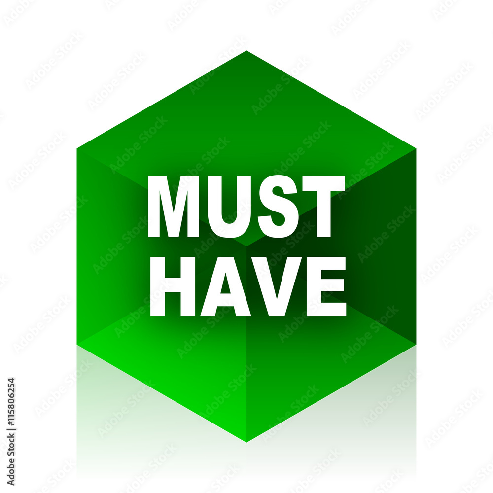 Poster must have cube icon, green modern design web element