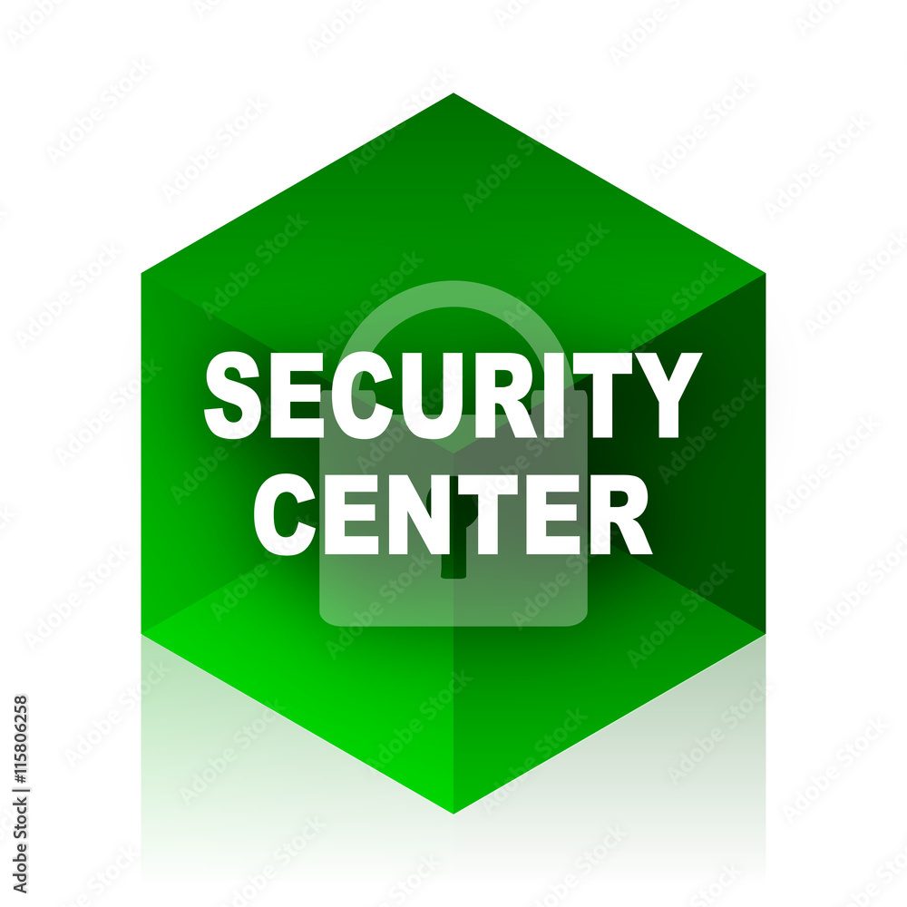 Poster security center cube icon, green modern design web element