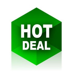hot deal cube icon, green modern design web element