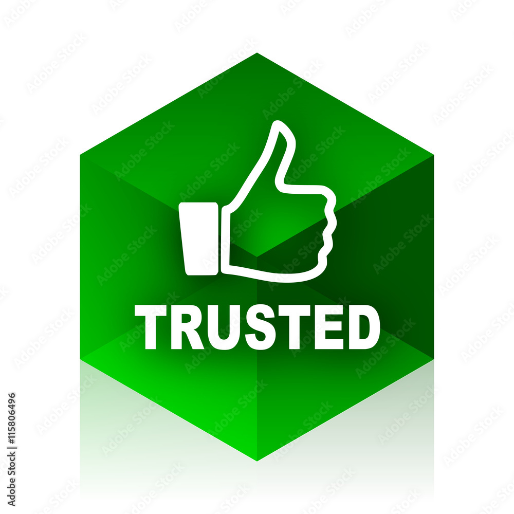 Poster trusted cube icon, green modern design web element