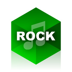 rock music cube icon, green modern design web element