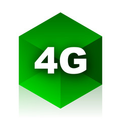 4g cube icon, green modern design web element