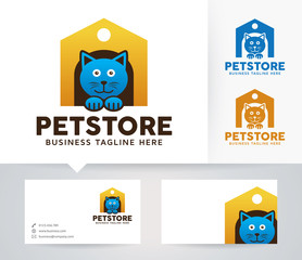 Pet Store vector logo with alternative colors and business card template
