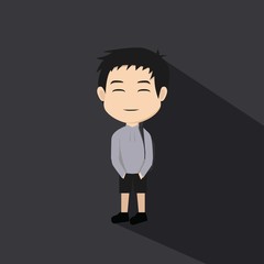 illustration of happy hellion in a grey jacket