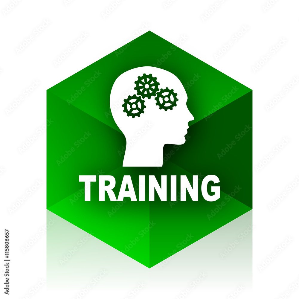 Poster training cube icon, green modern design web element