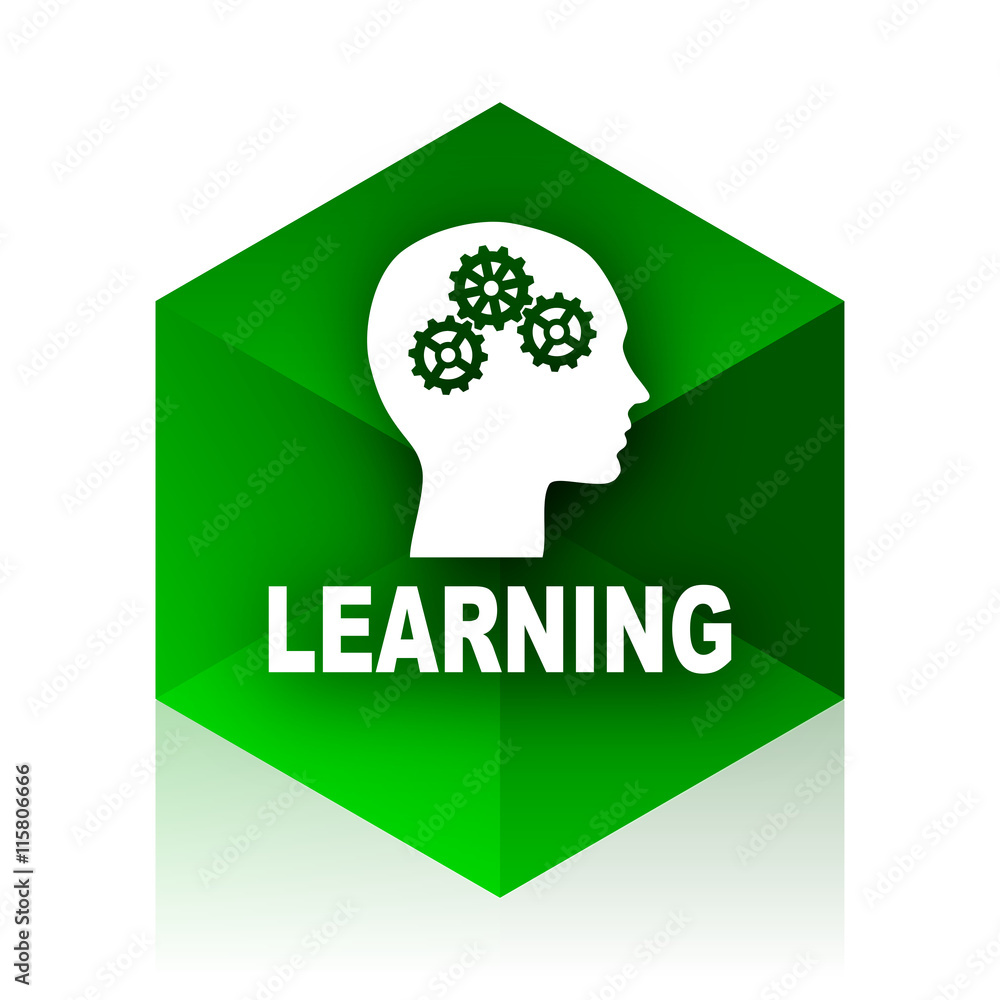 Poster learning cube icon, green modern design web element