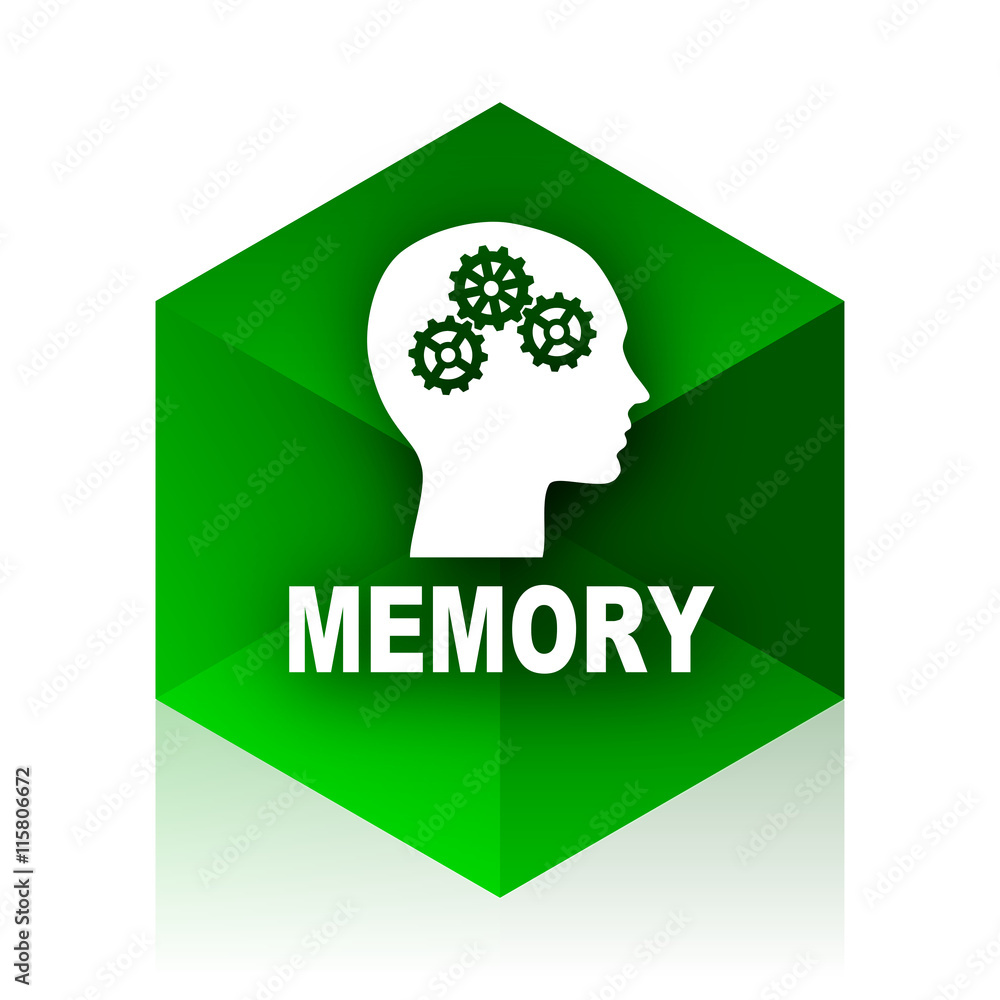 Poster memory cube icon, green modern design web element