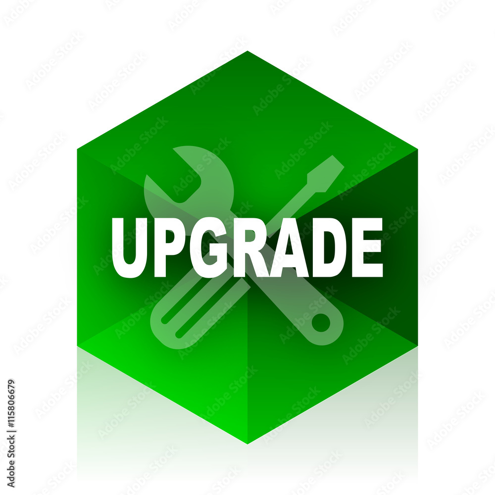 Aufkleber upgrade cube icon, green modern design web element