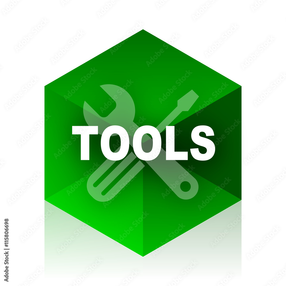 Poster tools cube icon, green modern design web element