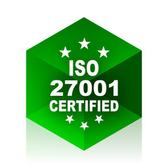 iso 27001 cube icon, green modern design web element