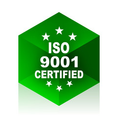 iso 9001 cube icon, green modern design web element