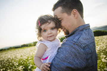 happy joyful father with daughter