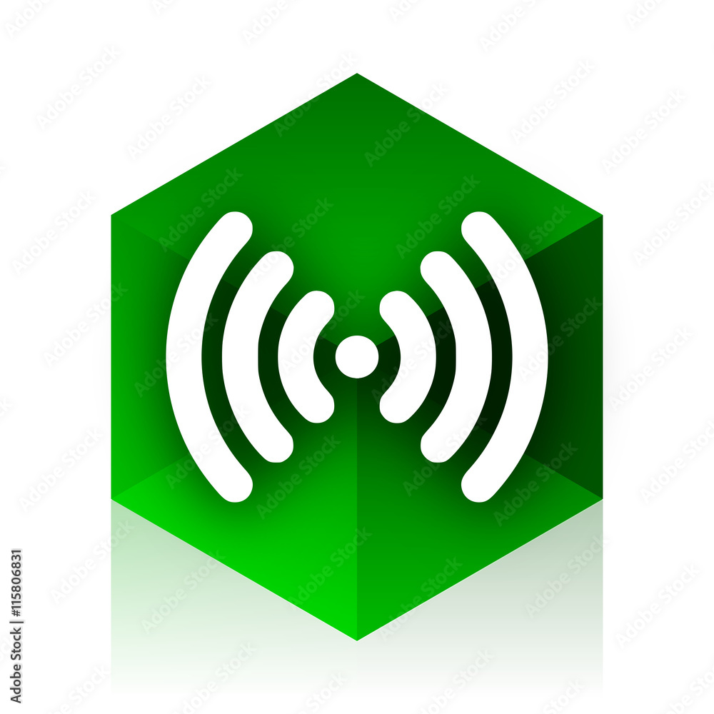Aufkleber wifi cube icon, green modern design web element