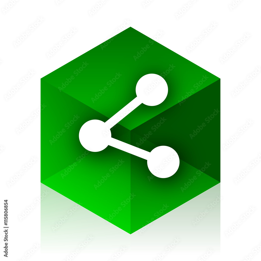 Poster share cube icon, green modern design web element