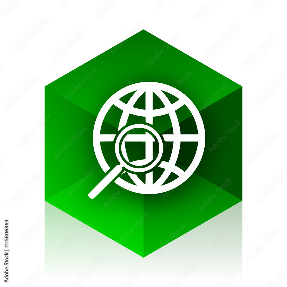 Aufkleber search cube icon, green modern design web element