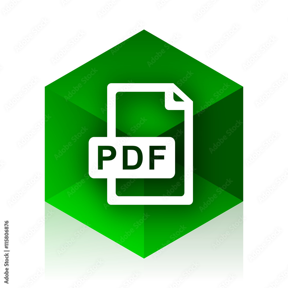 Poster pdf file cube icon, green modern design web element
