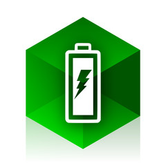 Fototapeta premium battery cube icon, green modern design web element