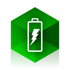 battery cube icon, green modern design web element