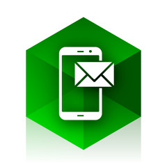 mail cube icon, green modern design web element