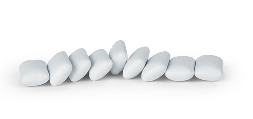 pieces of white chewing gum isolated on white background