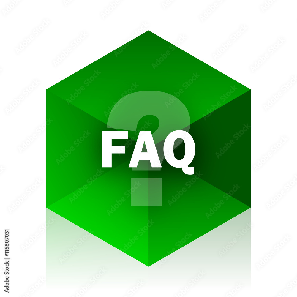 Poster faq cube icon, green modern design web element