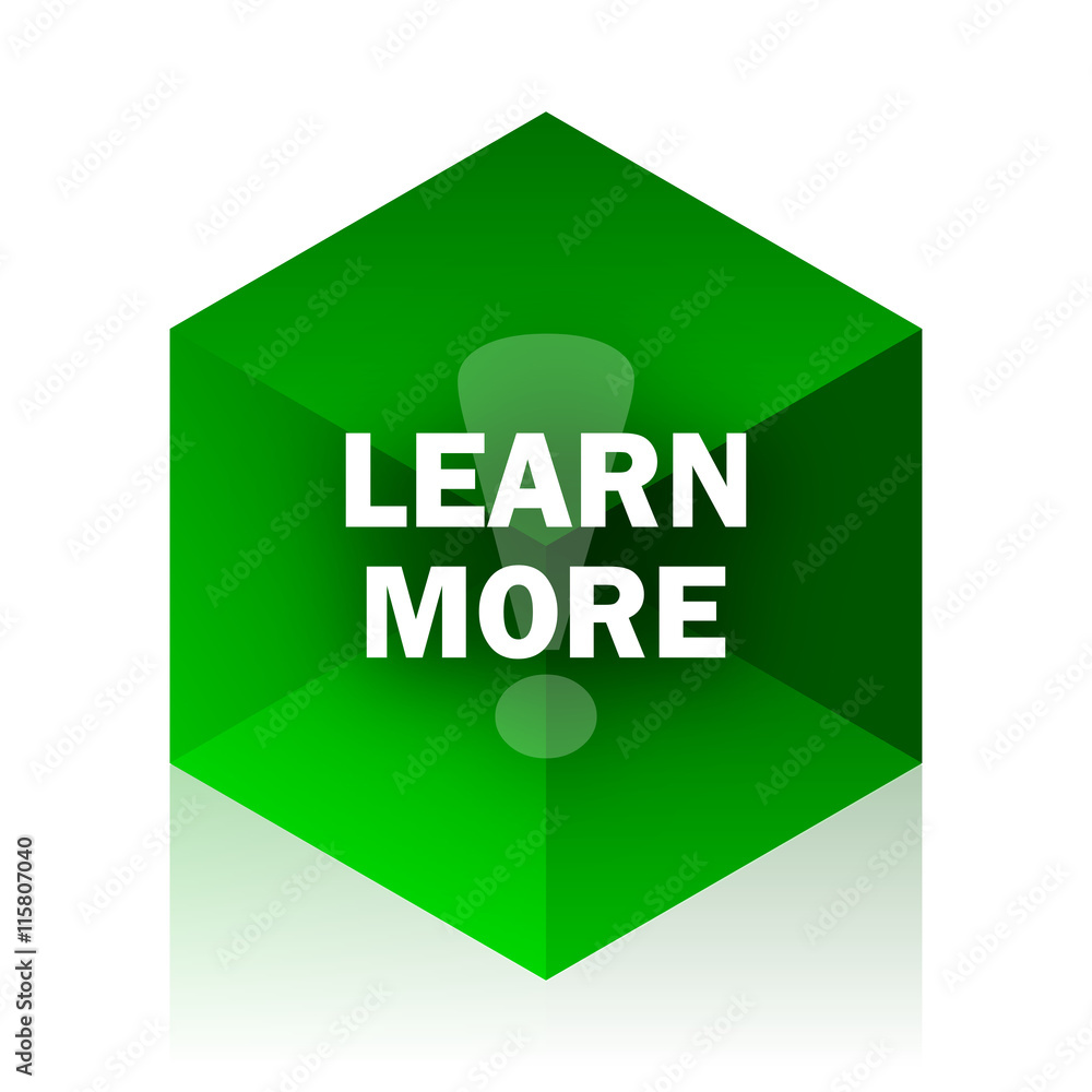 Poster learn more cube icon, green modern design web element