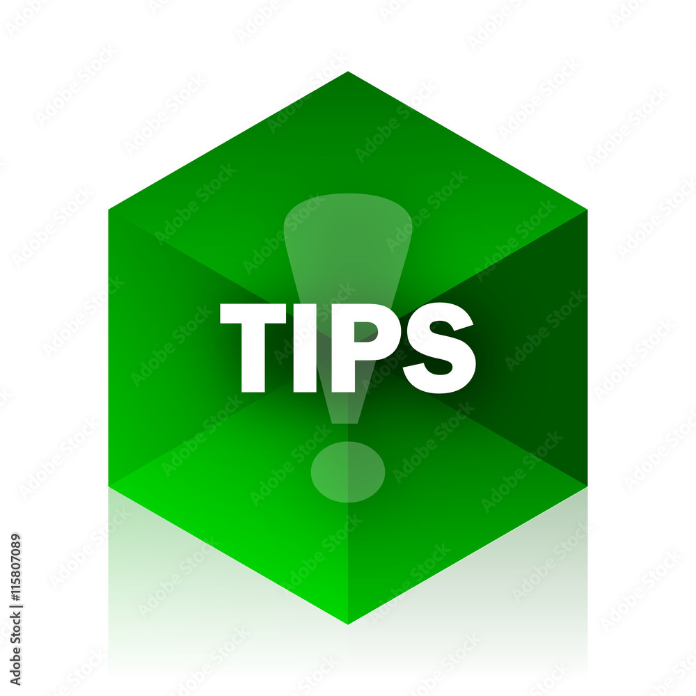 Poster tips cube icon, green modern design web element