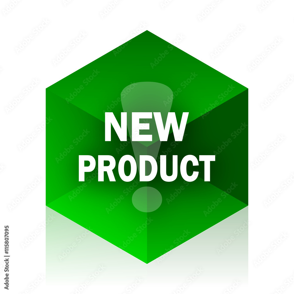 Poster new product cube icon, green modern design web element