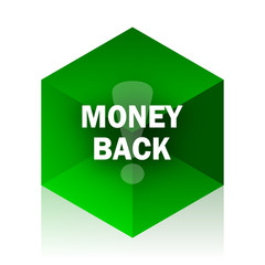 money back cube icon, green modern design web element