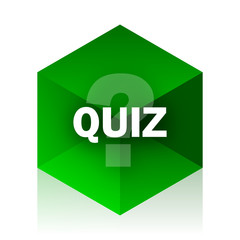 quiz cube icon, green modern design web element