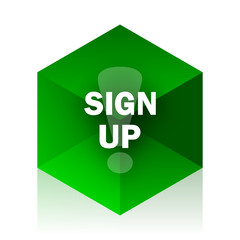 sign up cube icon, green modern design web element