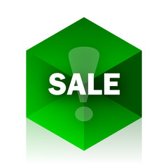 sale cube icon, green modern design web element