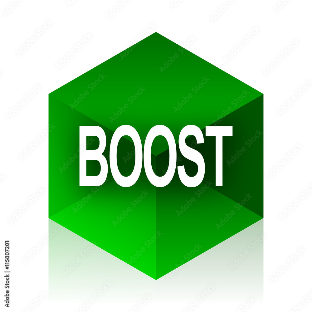 Poster boost cube icon, green modern design web element