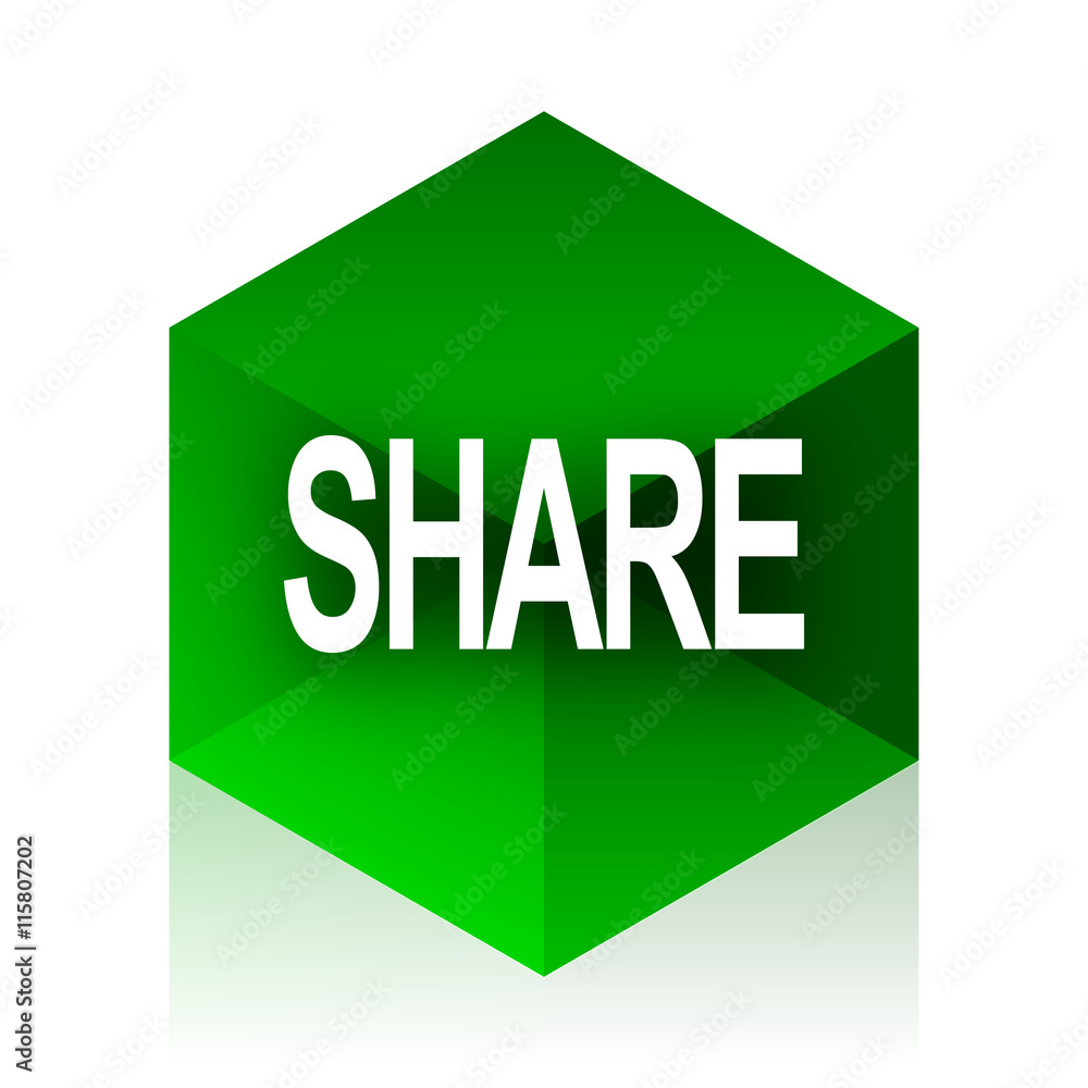 Poster share cube icon, green modern design web element