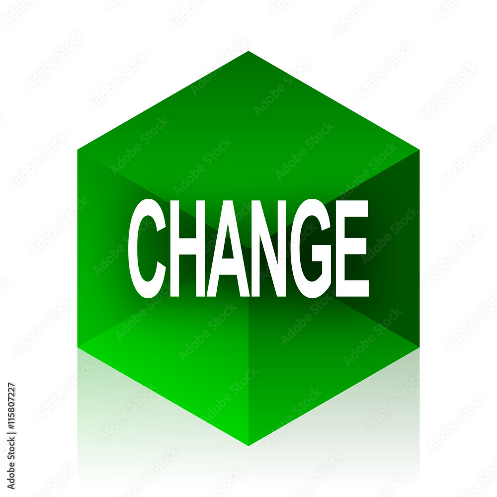 Poster change cube icon, green modern design web element