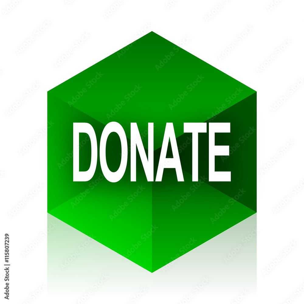 Poster donate cube icon, green modern design web element